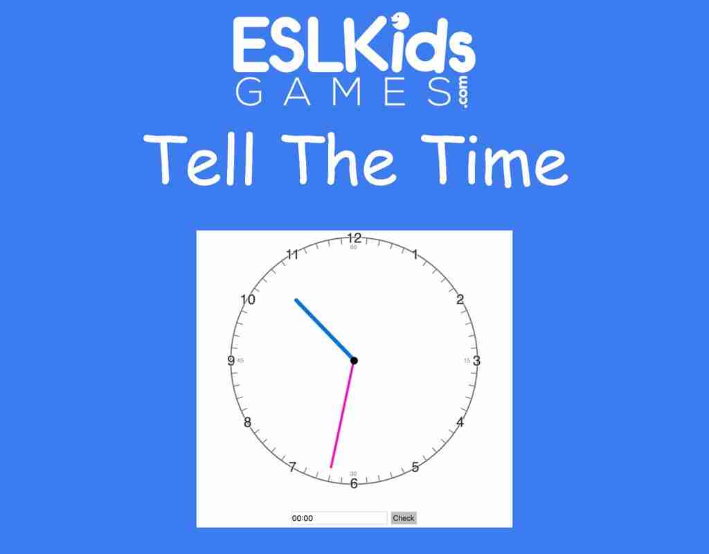 ESL Tell the time online interactive game ESL Kids Games