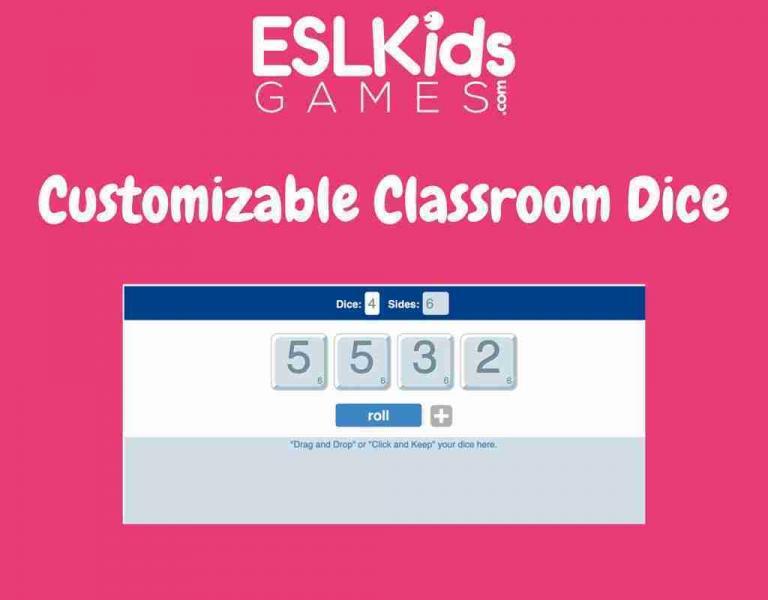 Customizable Classroom Dice ESL Kids Games